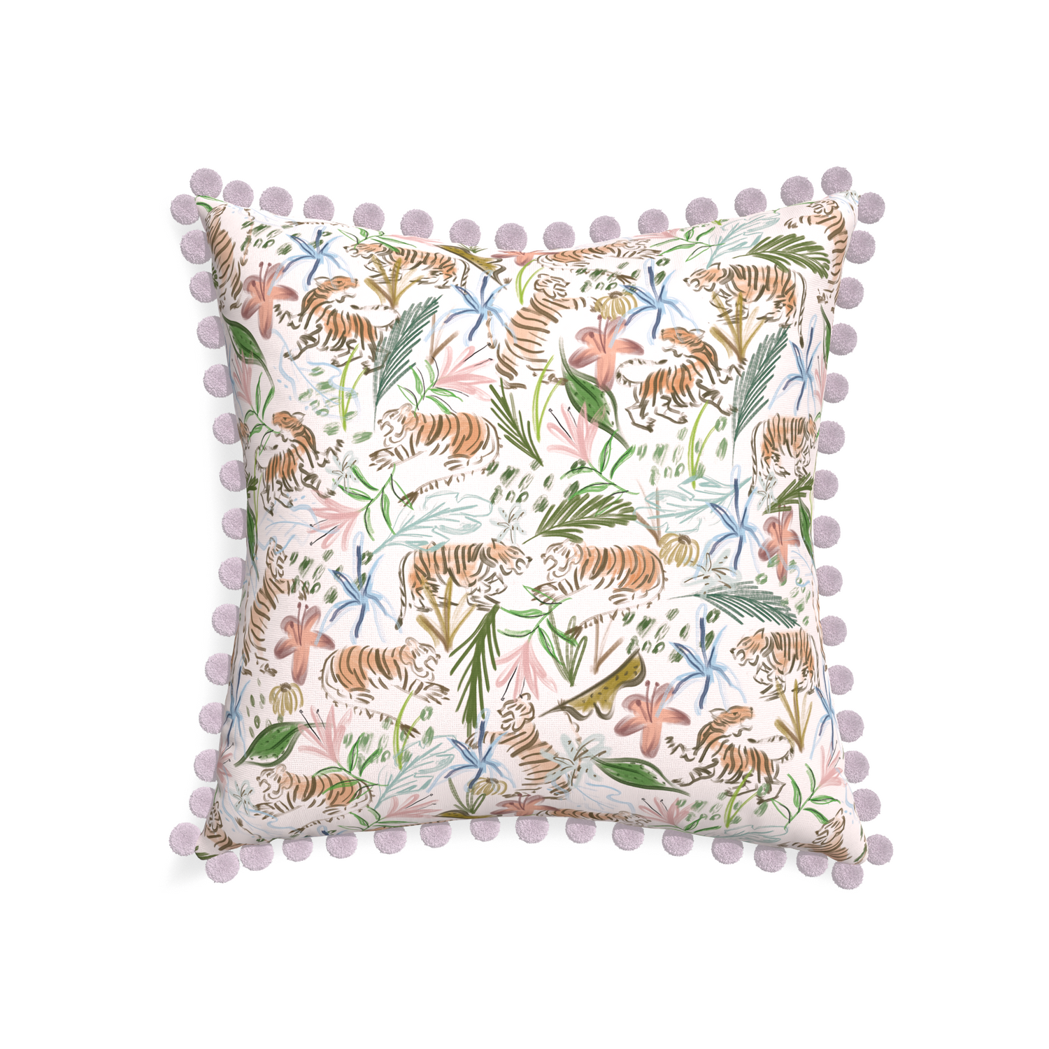 22-square frida pink custom pink chinoiserie tigerpillow with l on white background