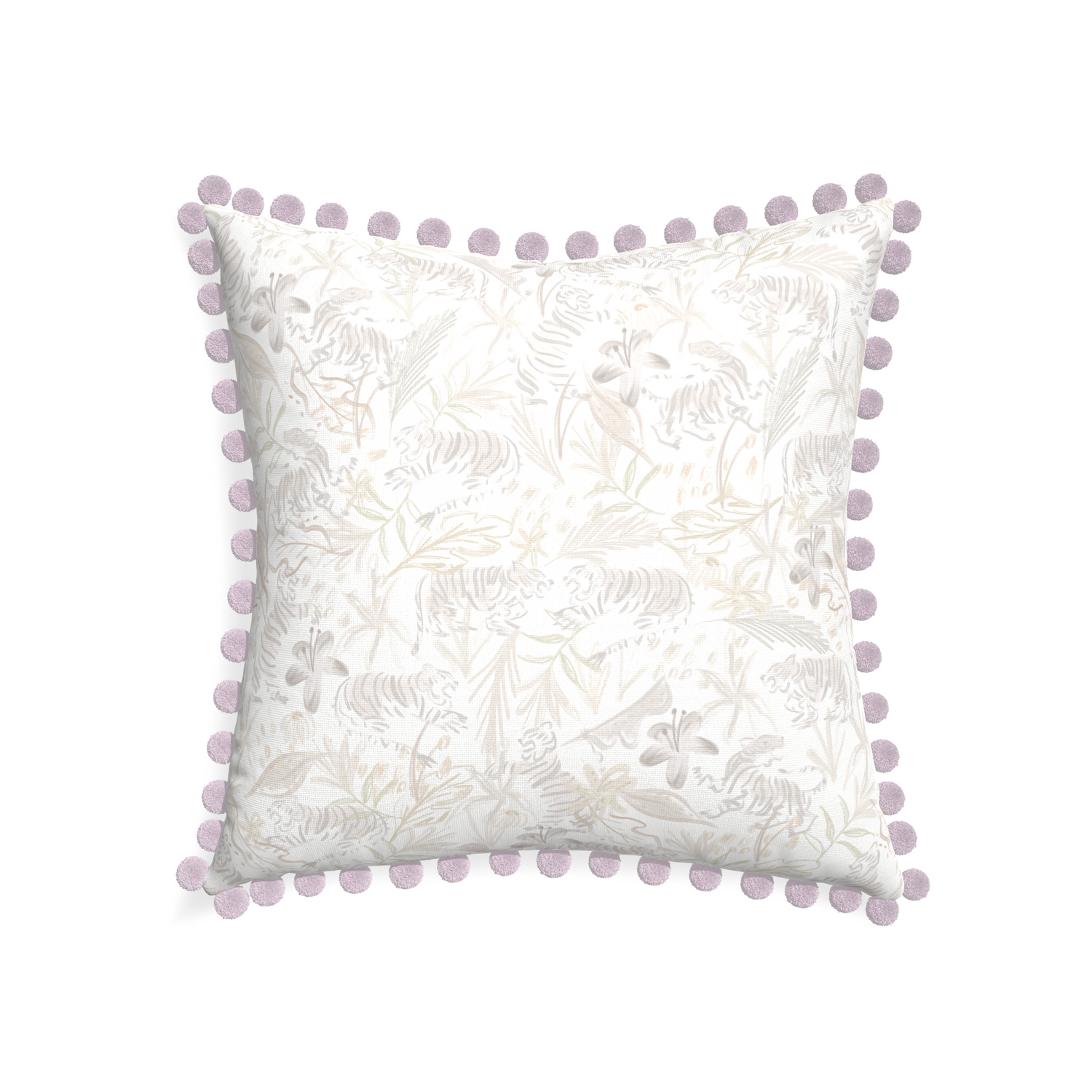 22-square frida sand custom beige chinoiserie tigerpillow with l on white background