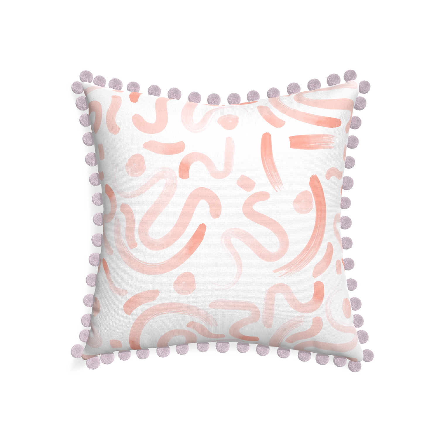 22-square hockney pink custom pillow with l on white background