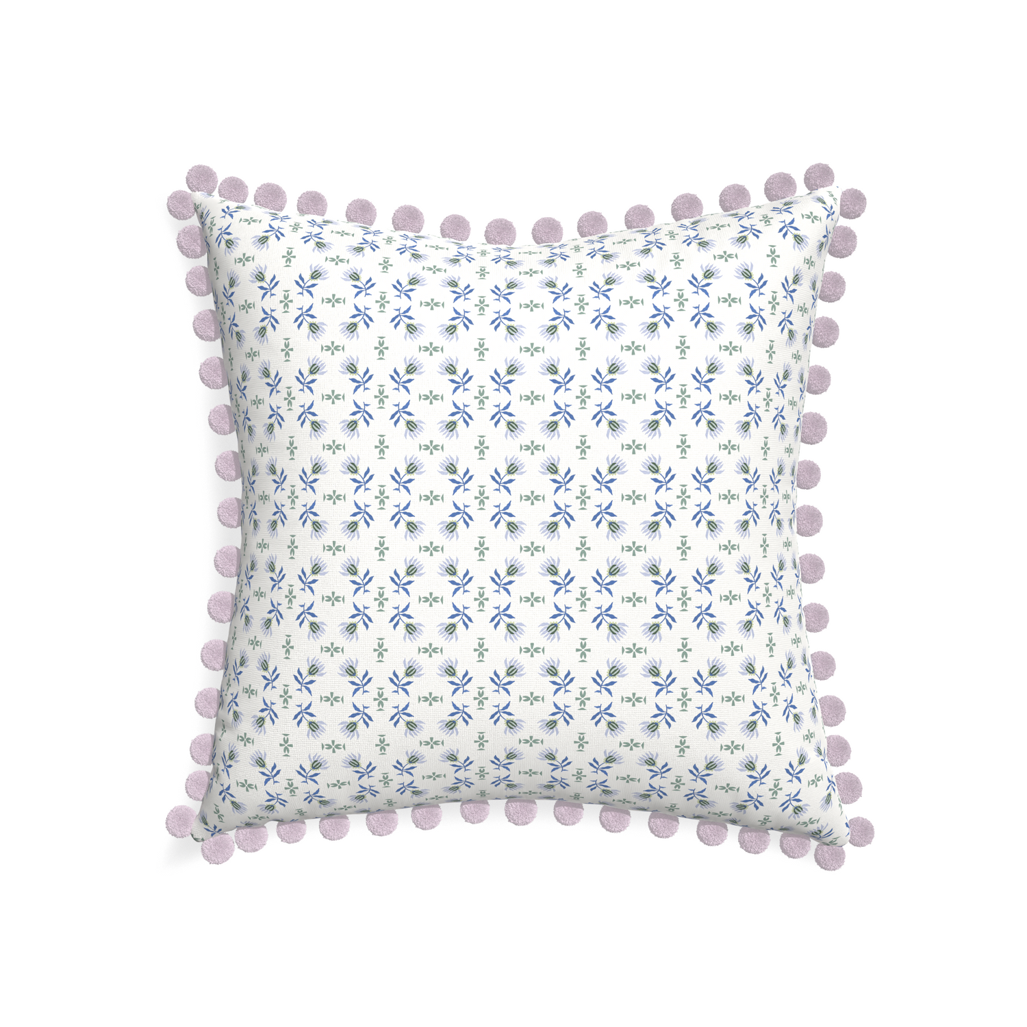 22-square lee custom blue & green floralpillow with l on white background