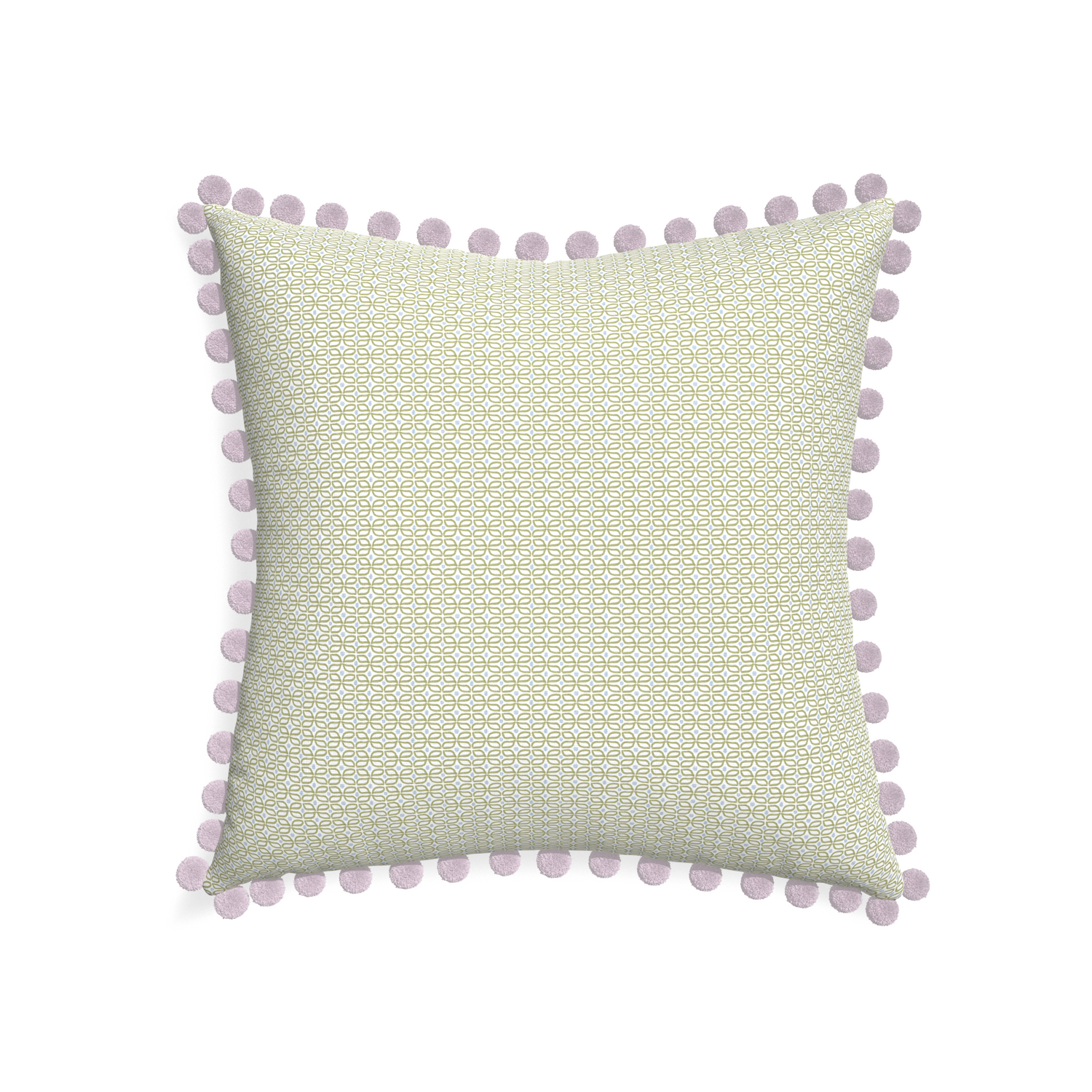 22-square loomi moss custom moss green geometricpillow with l on white background