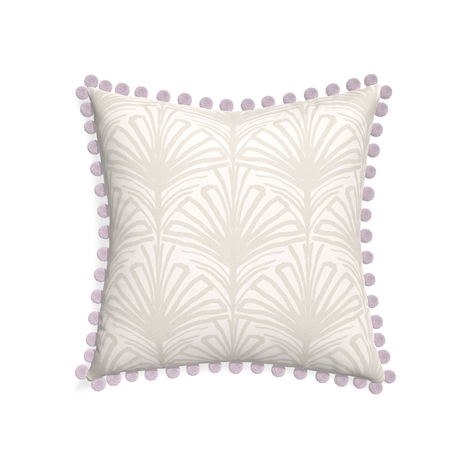 22-square suzy sand custom pillow with l on white background