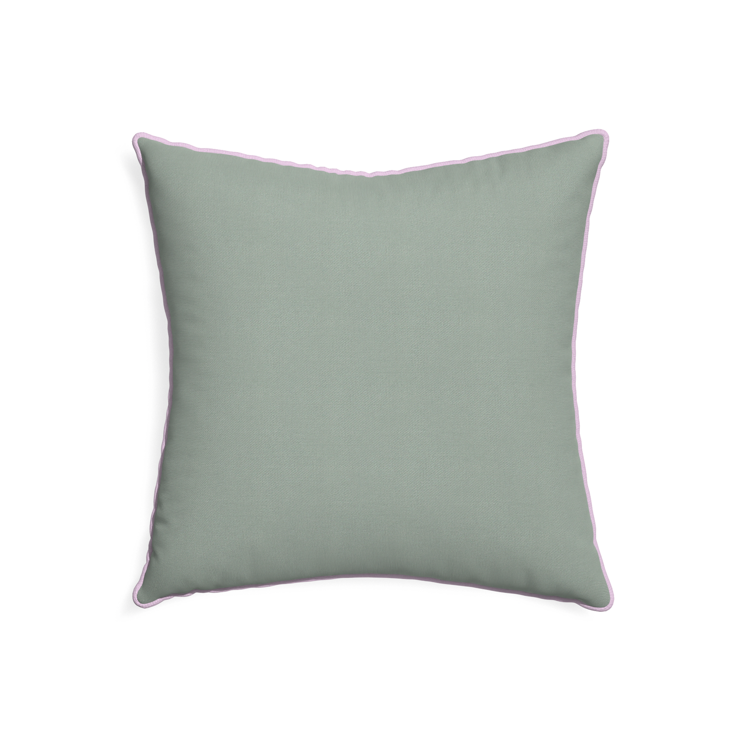 22-square sage custom sage green cottonpillow with l piping on white background