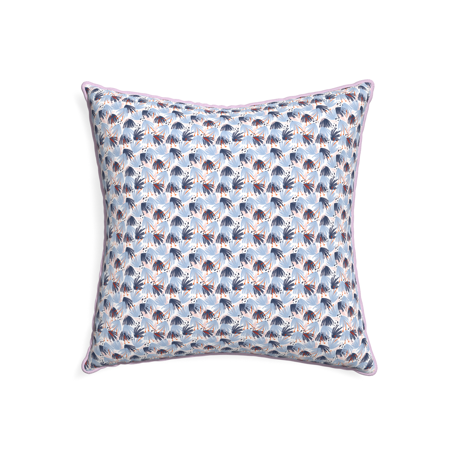 22-square eden blue custom pillow with l piping on white background