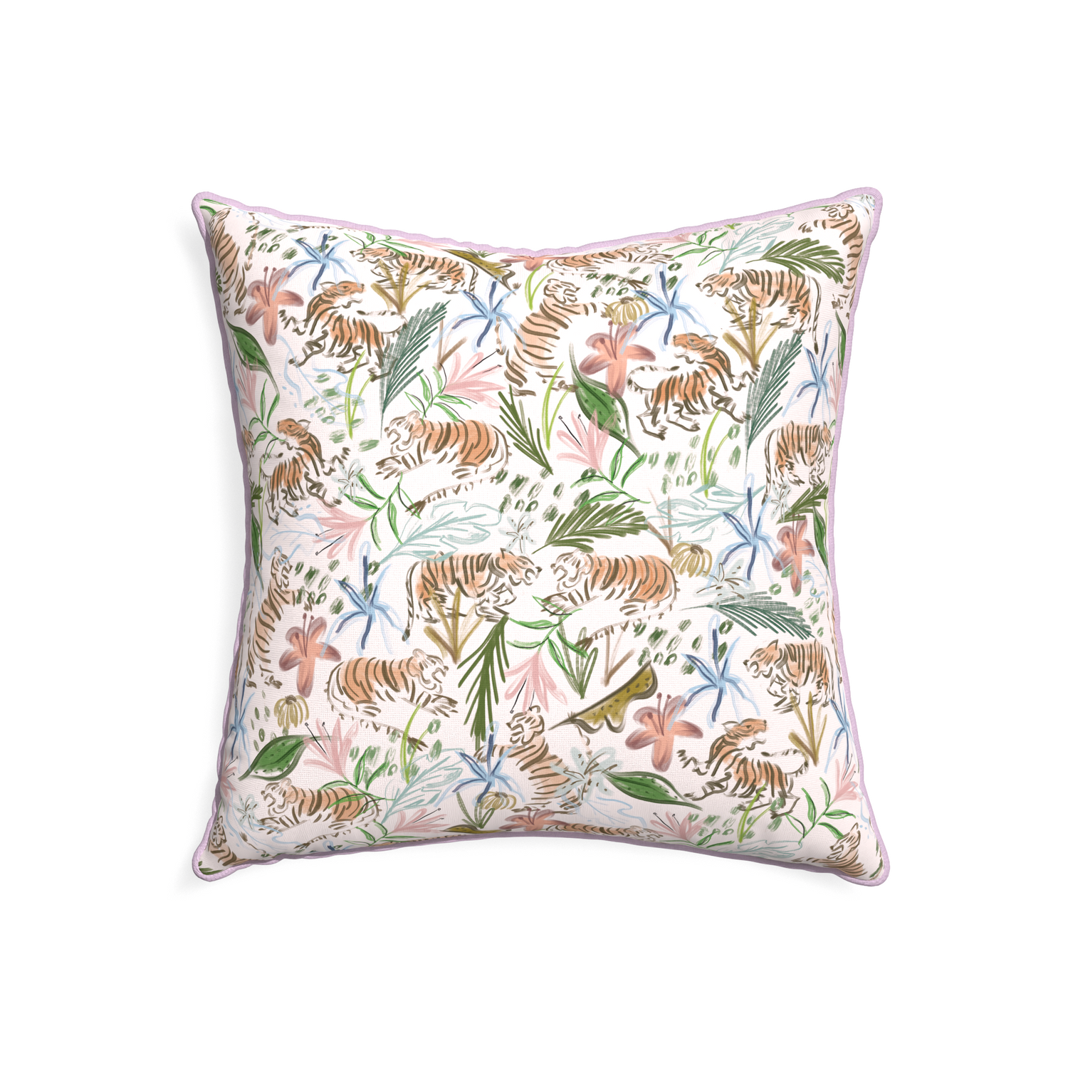 22-square frida pink custom pink chinoiserie tigerpillow with l piping on white background