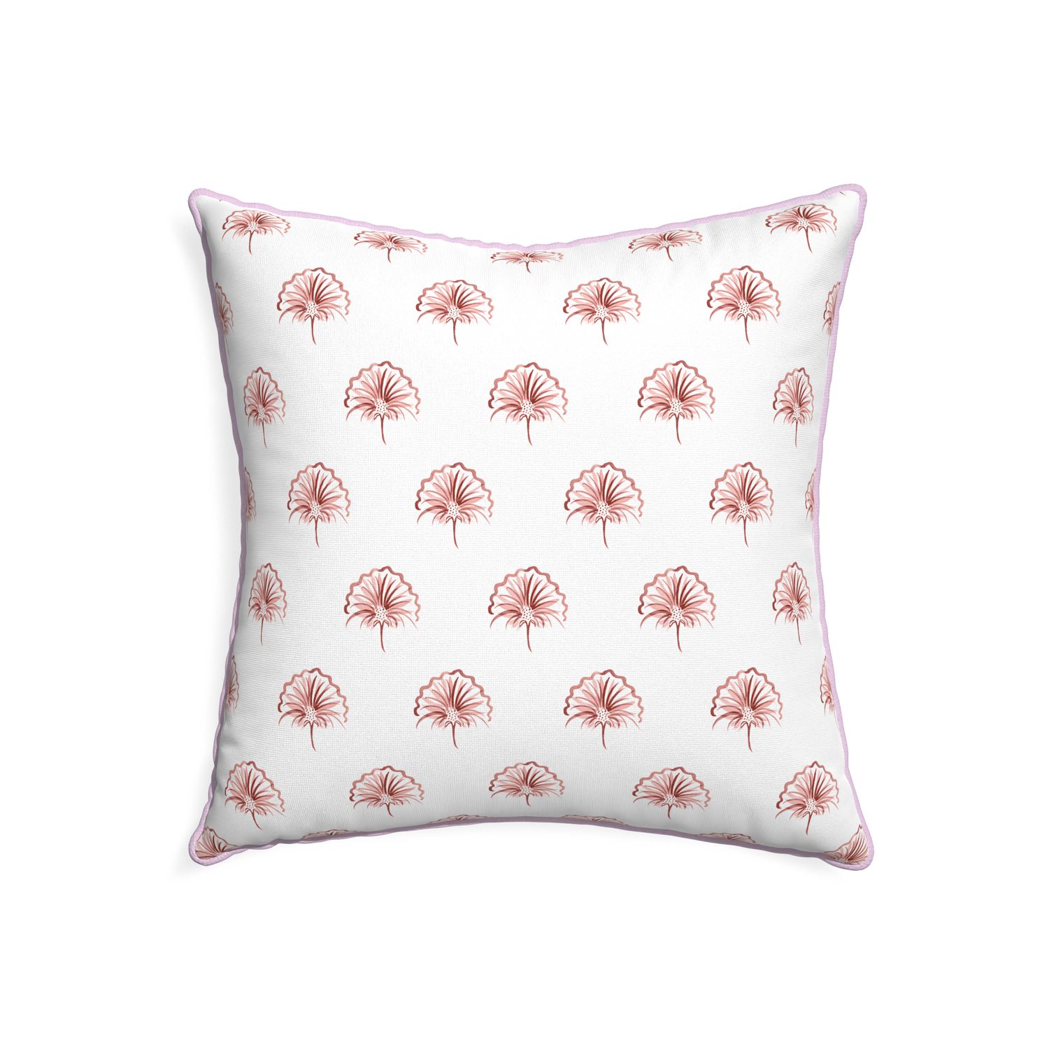 22-square penelope rose custom pillow with l piping on white background