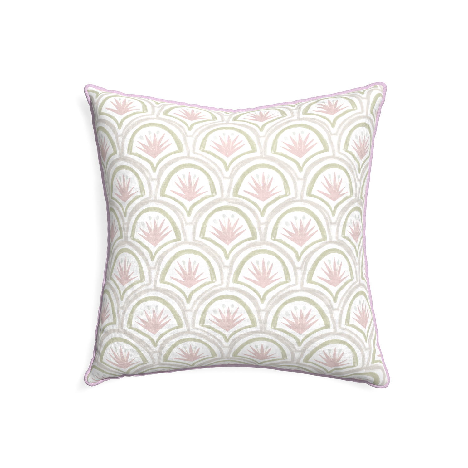 22-square thatcher rose custom pillow with l piping on white background