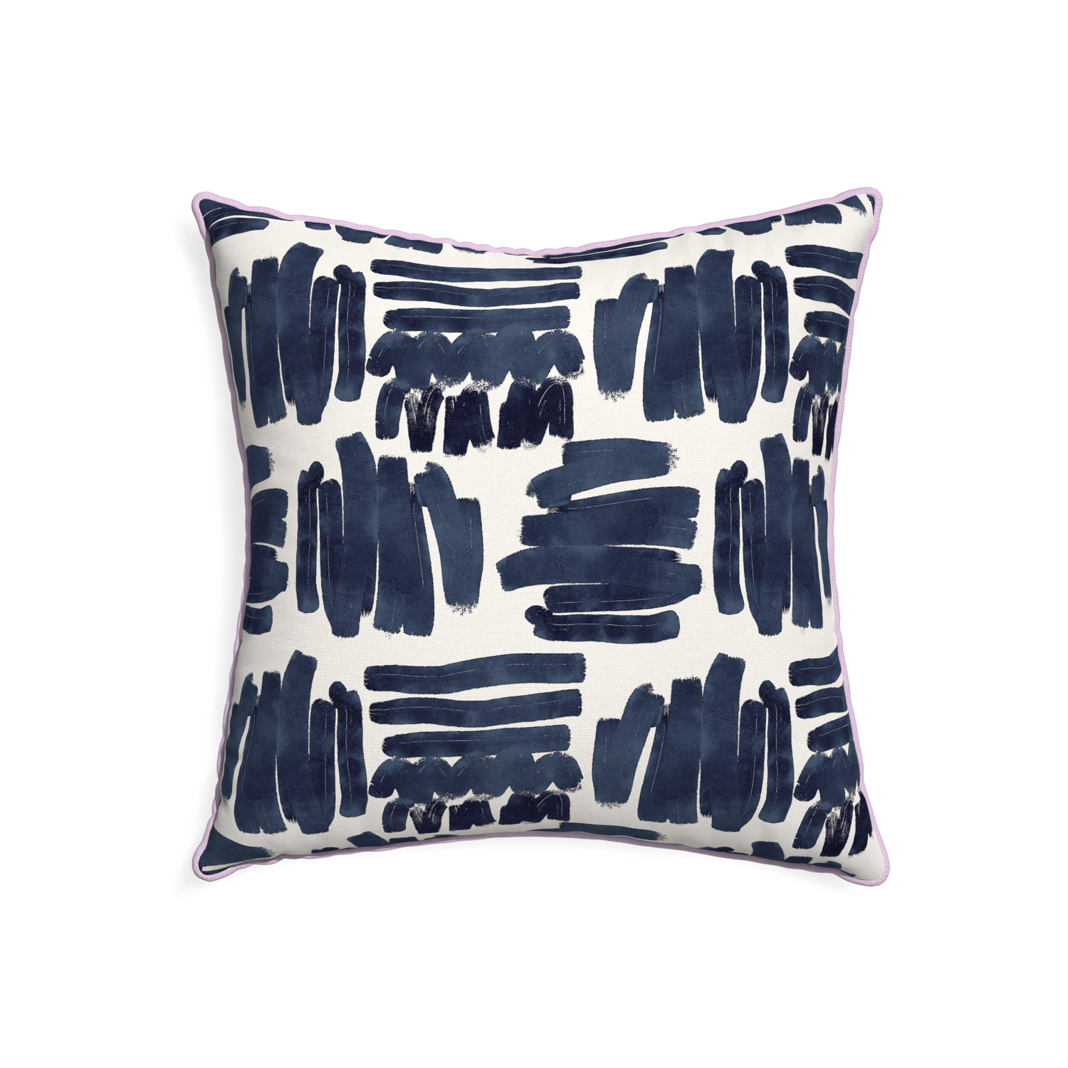 22-square warby custom pillow with l piping on white background