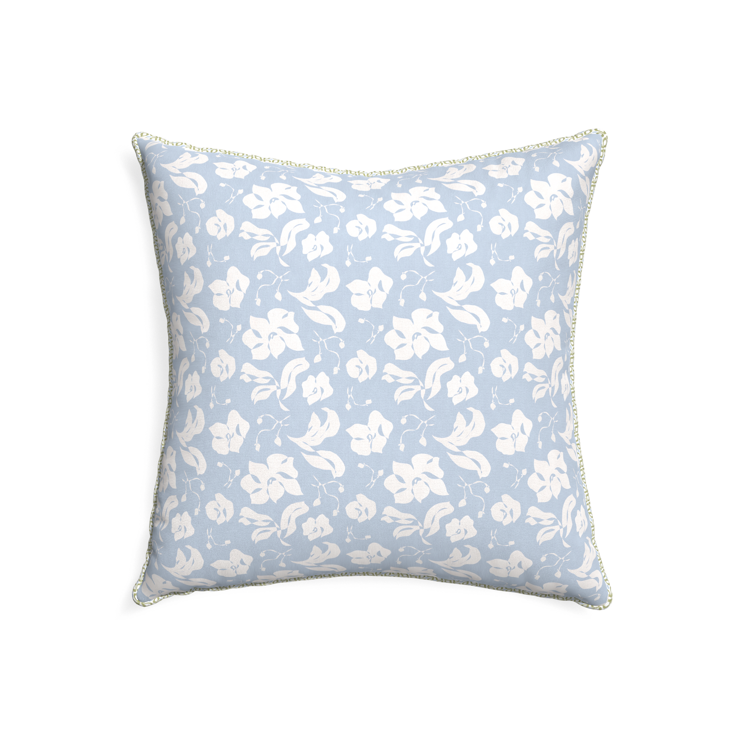 22-square georgia custom cornflower blue floralpillow with l piping on white background