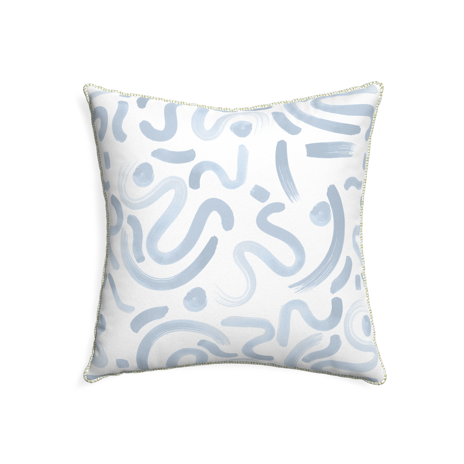 22-square hockney sky custom pillow with l piping on white background