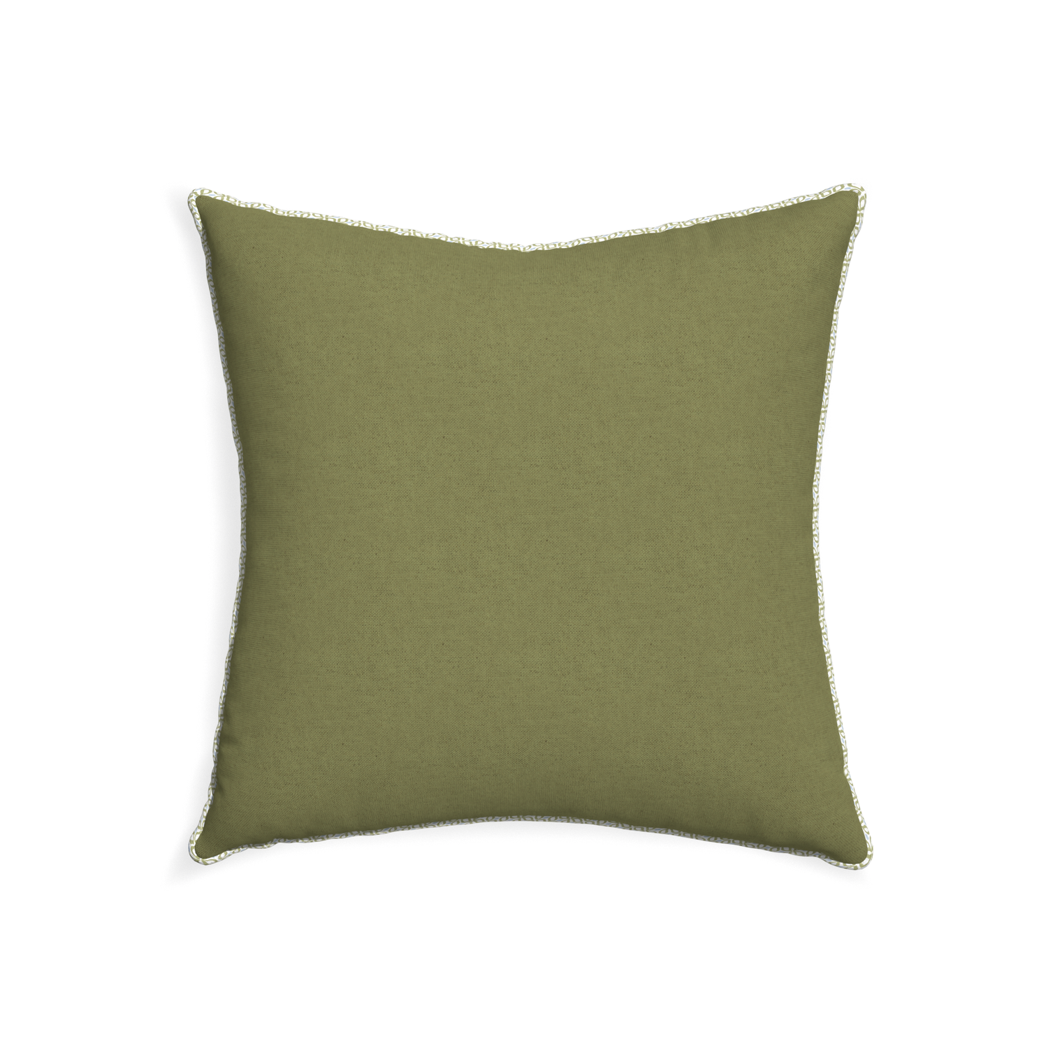 22-square moss custom moss greenpillow with l piping on white background