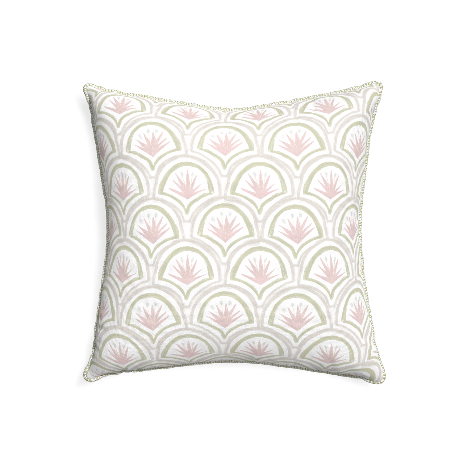 22-square thatcher rose custom pillow with l piping on white background