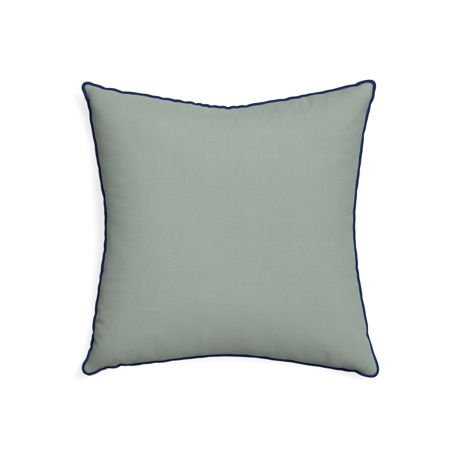 22-square sage custom sage green cottonpillow with midnight piping on white background