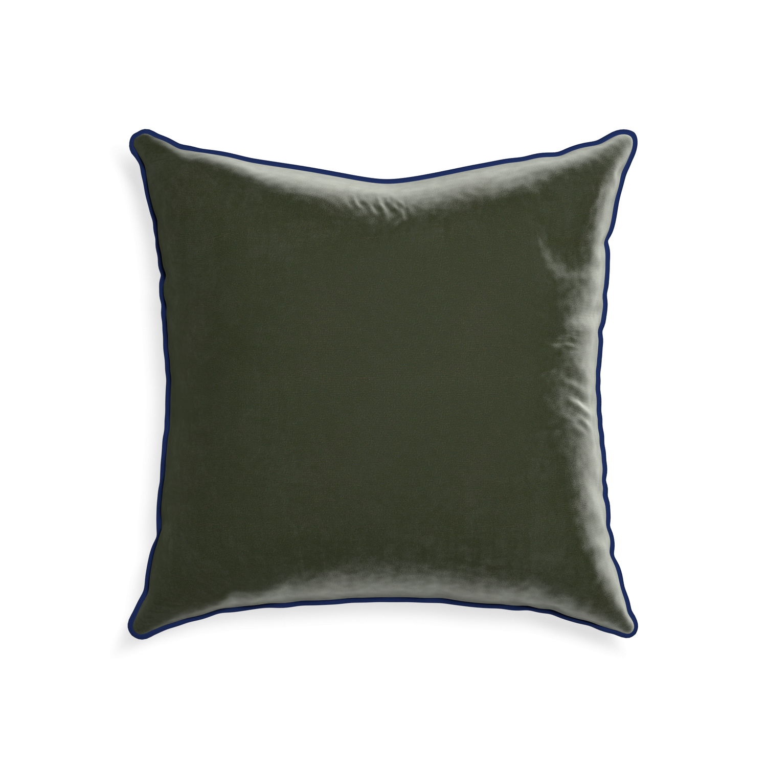 22-square fern velvet custom pillow with midnight piping on white background