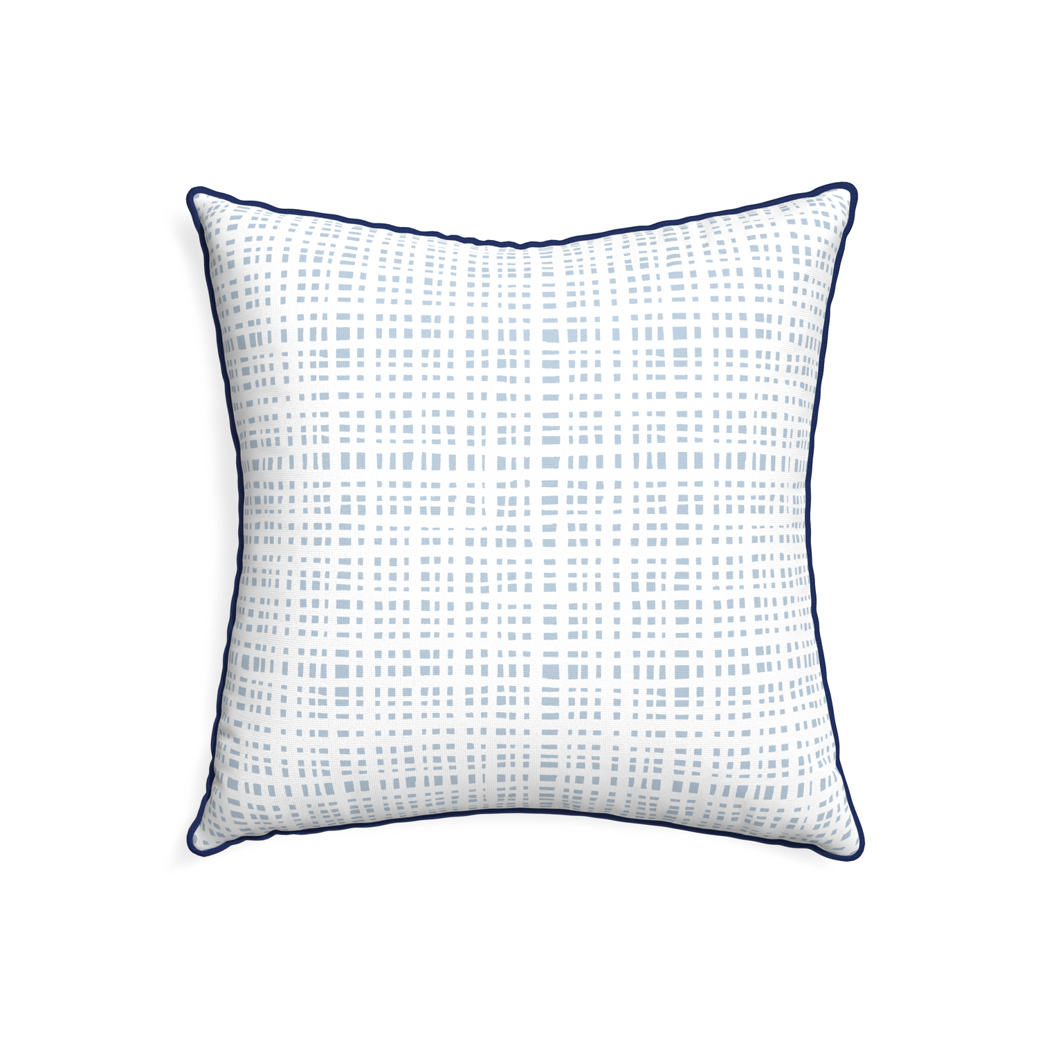 22-square ginger sky custom pillow with midnight piping on white background