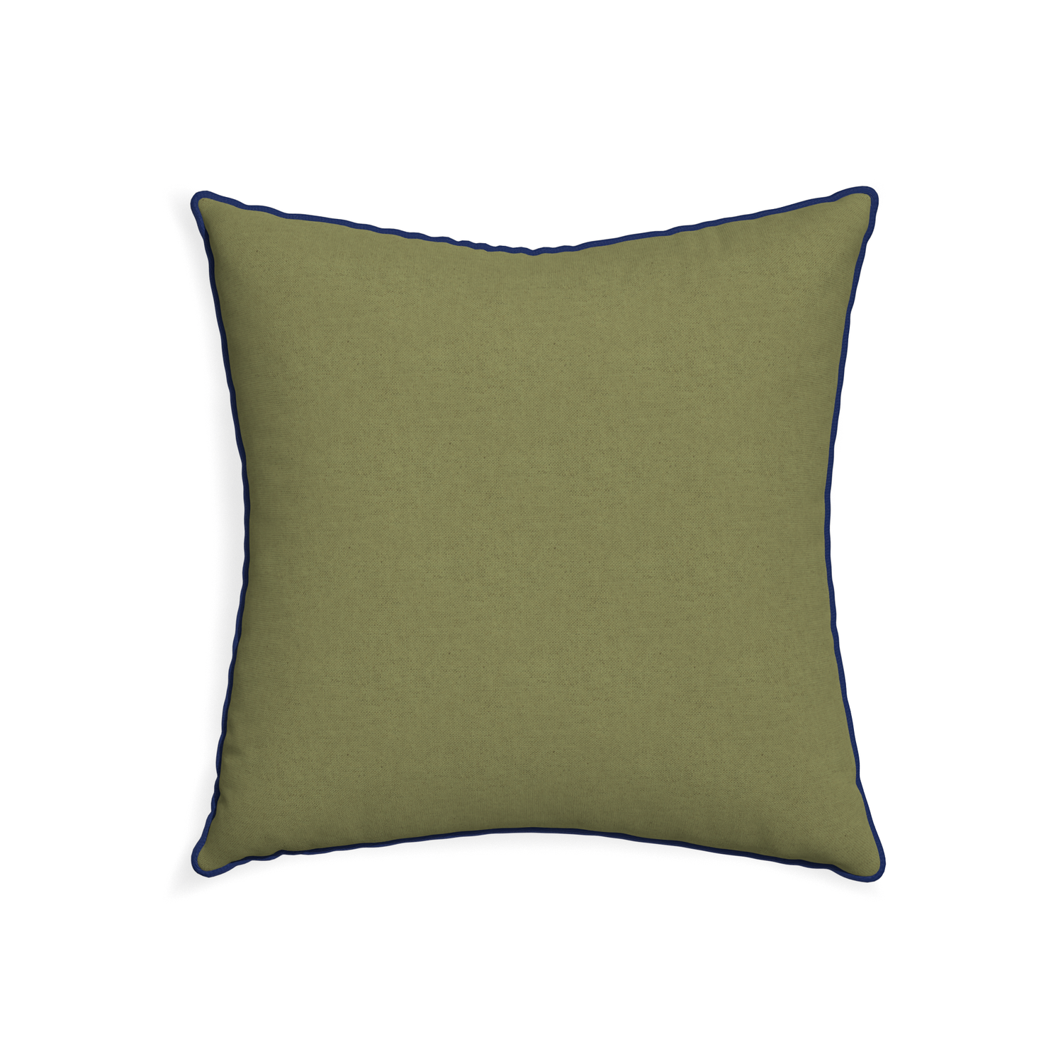 22-square moss custom moss greenpillow with midnight piping on white background