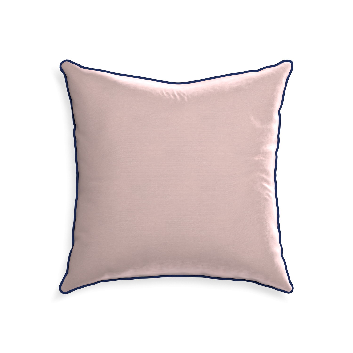 22-square rose velvet custom pillow with midnight piping on white background