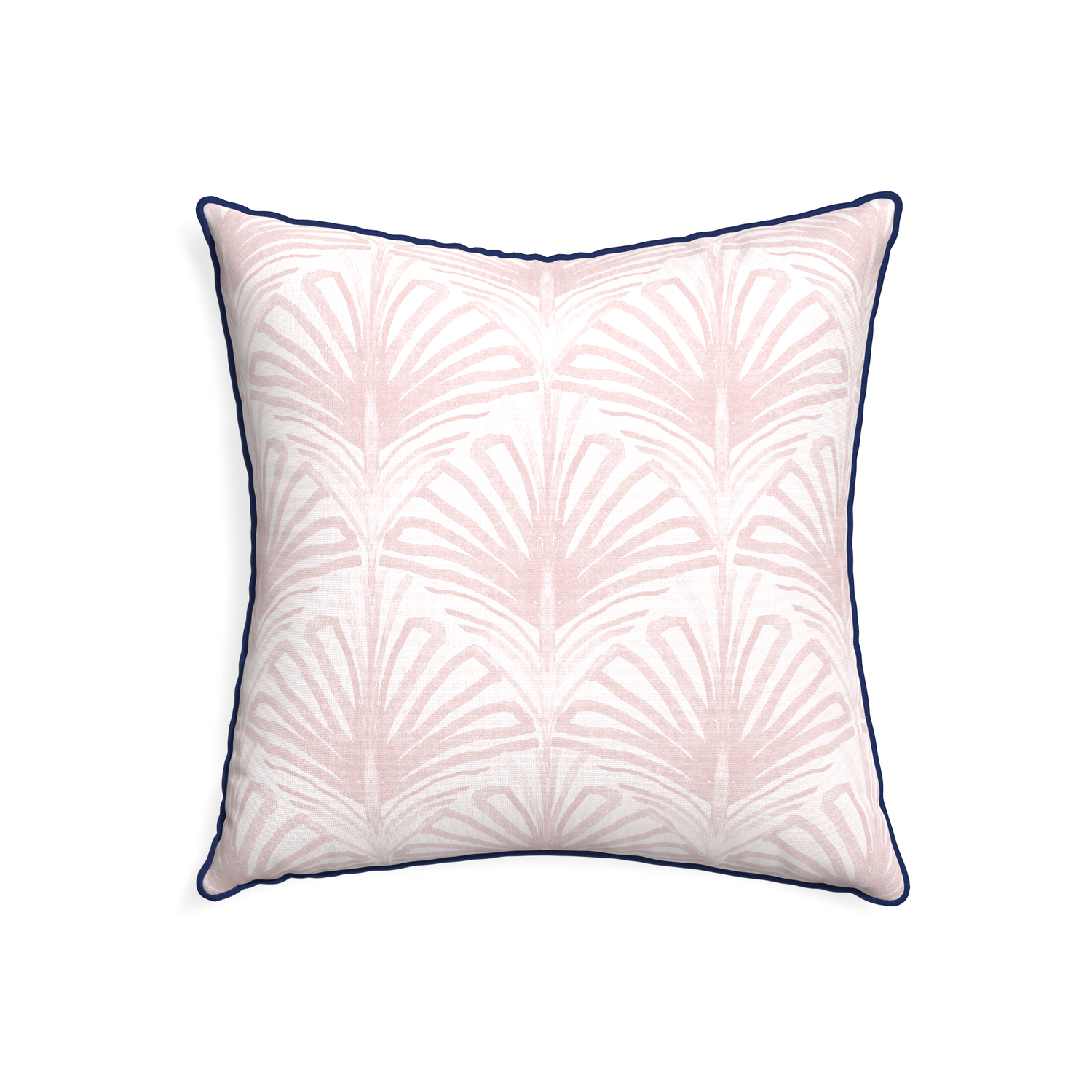 22-square suzy rose custom pillow with midnight piping on white background