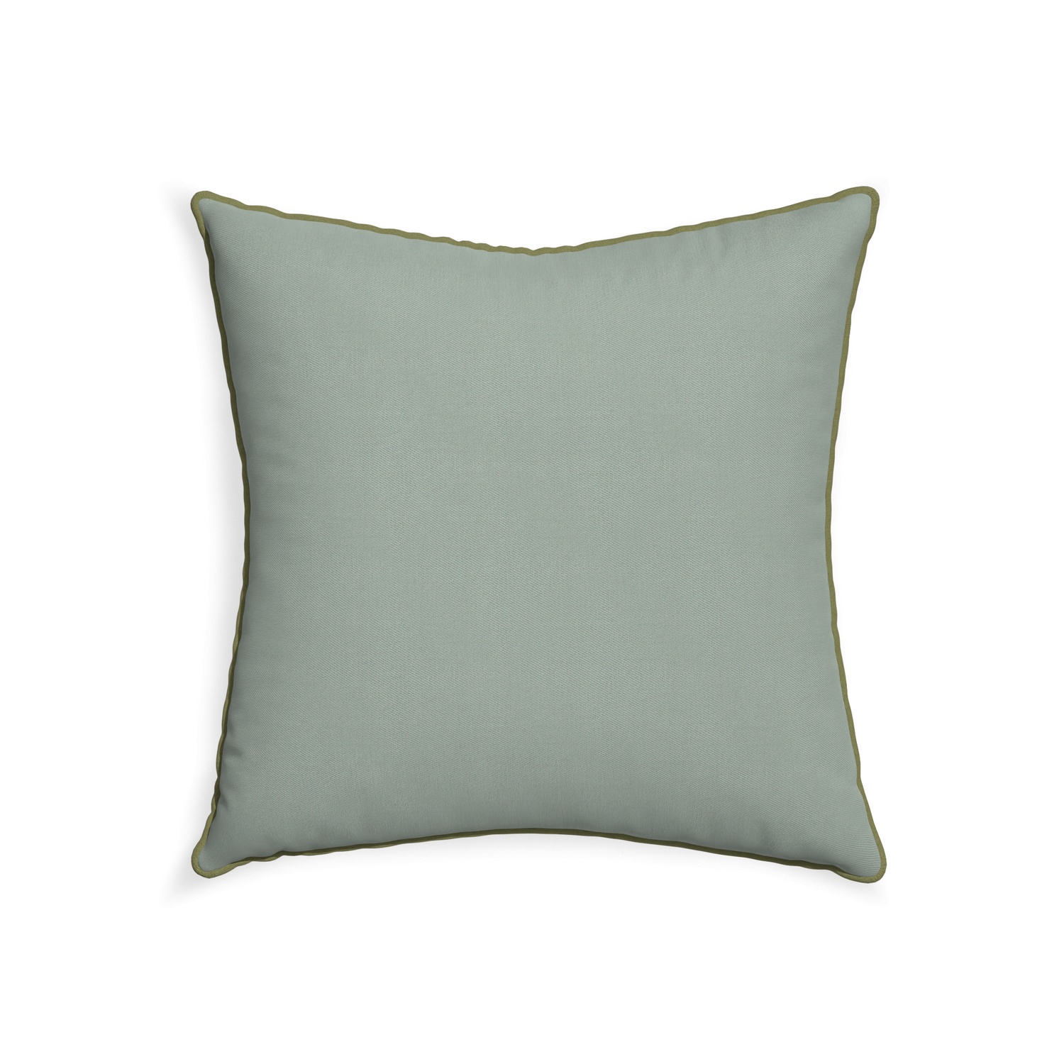 square sage green pillow with sage green piping