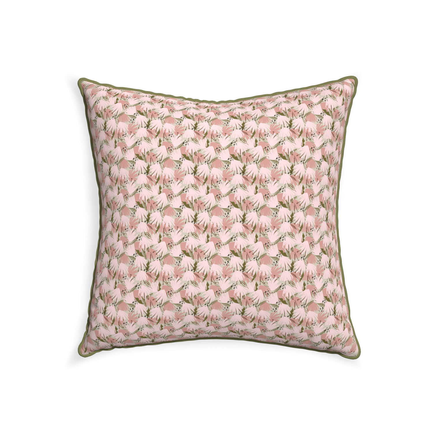 22-square eden pink custom pink floralpillow with moss piping on white background
