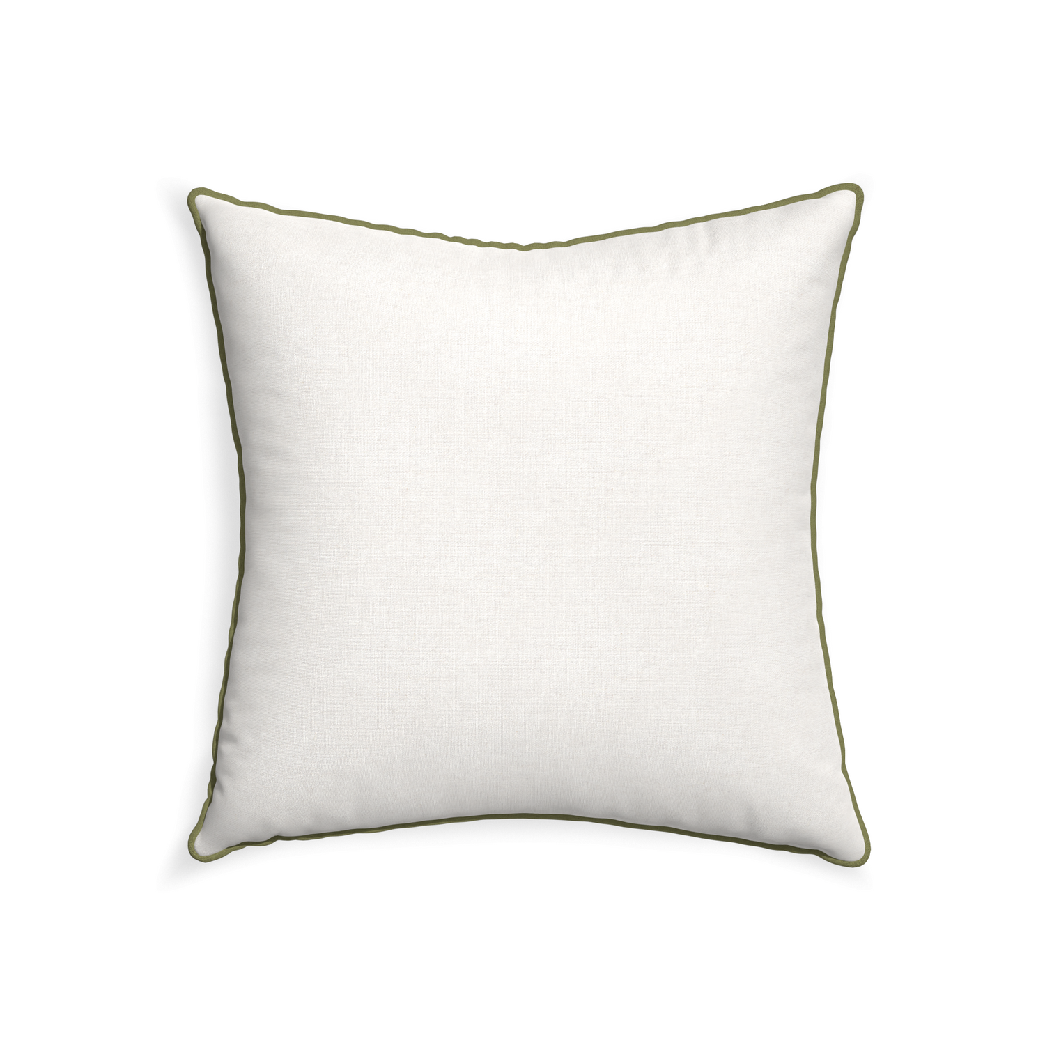 22-square flour custom pillow with moss piping on white background