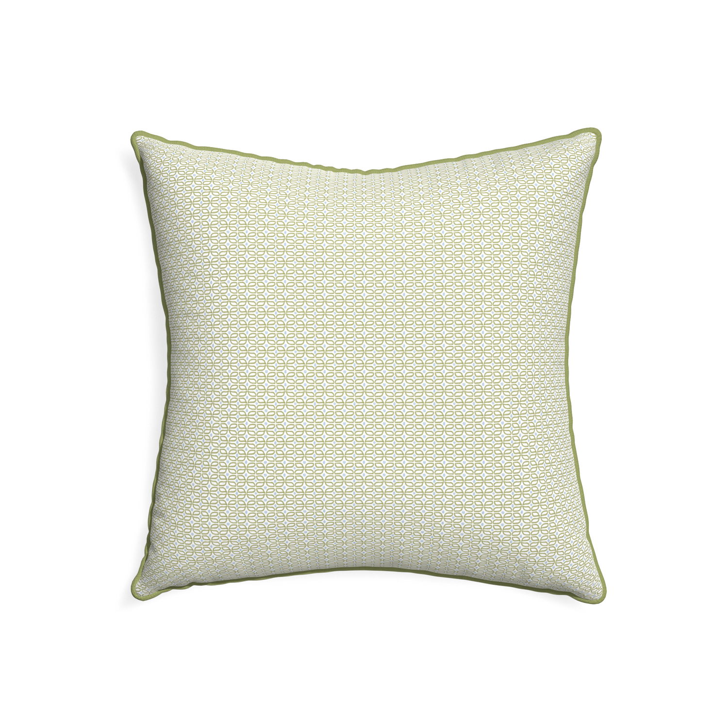 22-square loomi moss custom pillow with moss piping on white background