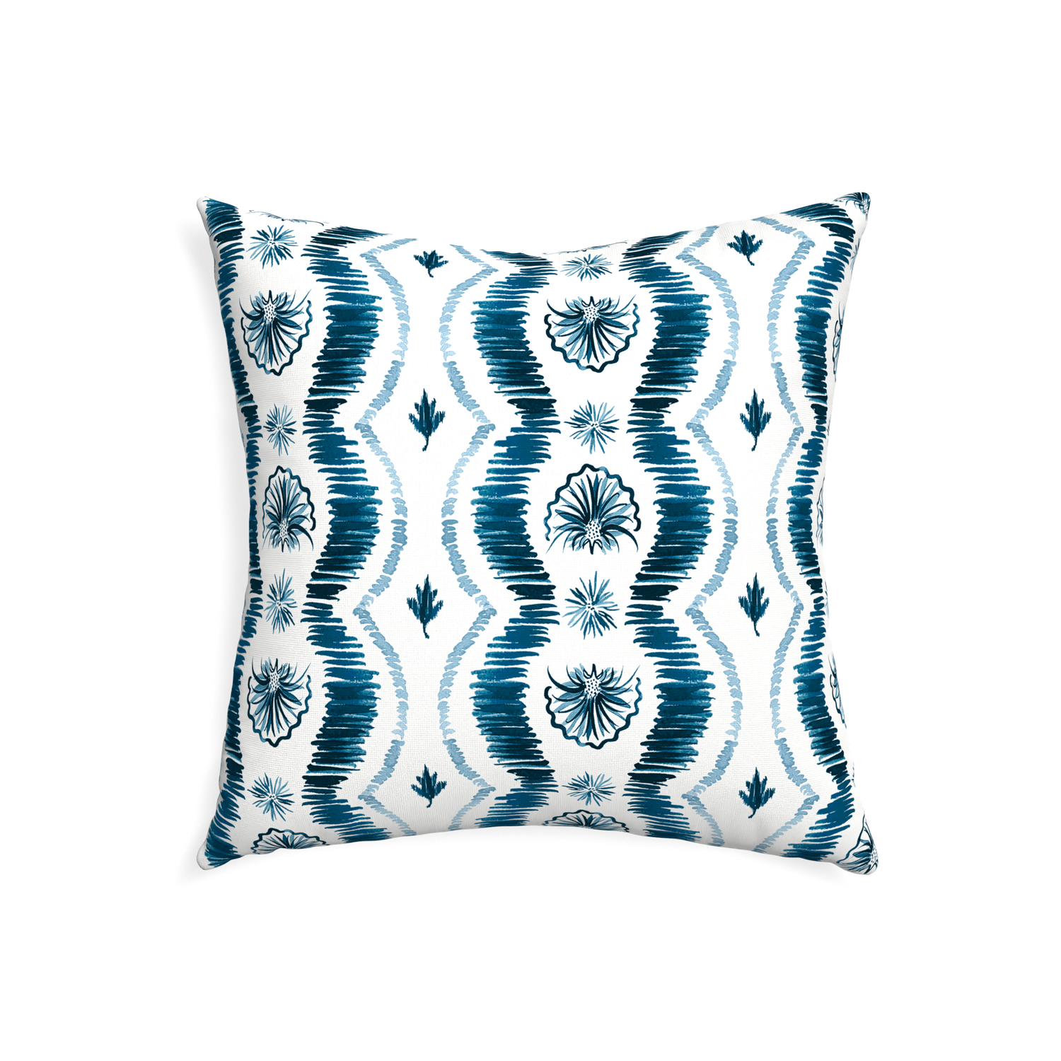 22-square alice custom blue ikatpillow with none on white background