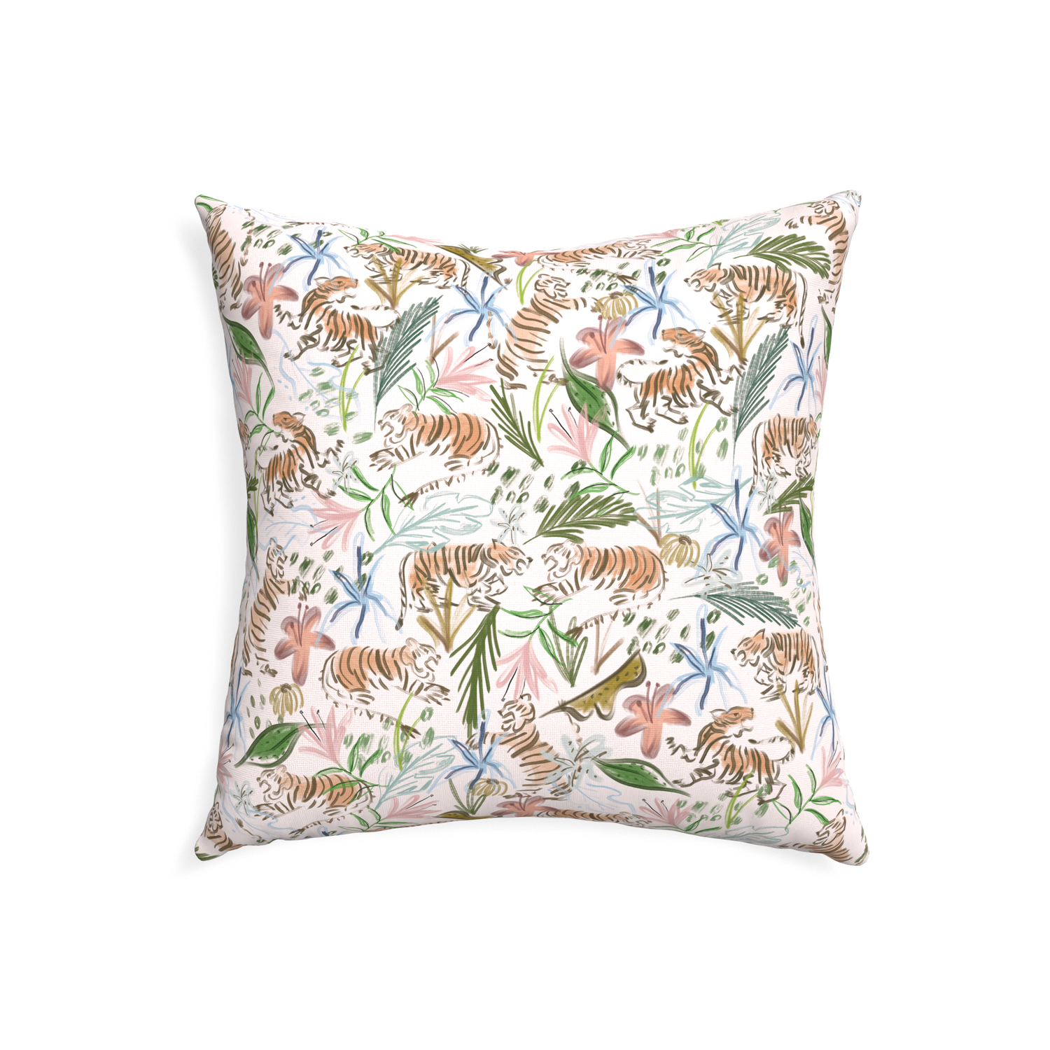 22-square frida pink custom pink chinoiserie tigerpillow with none on white background