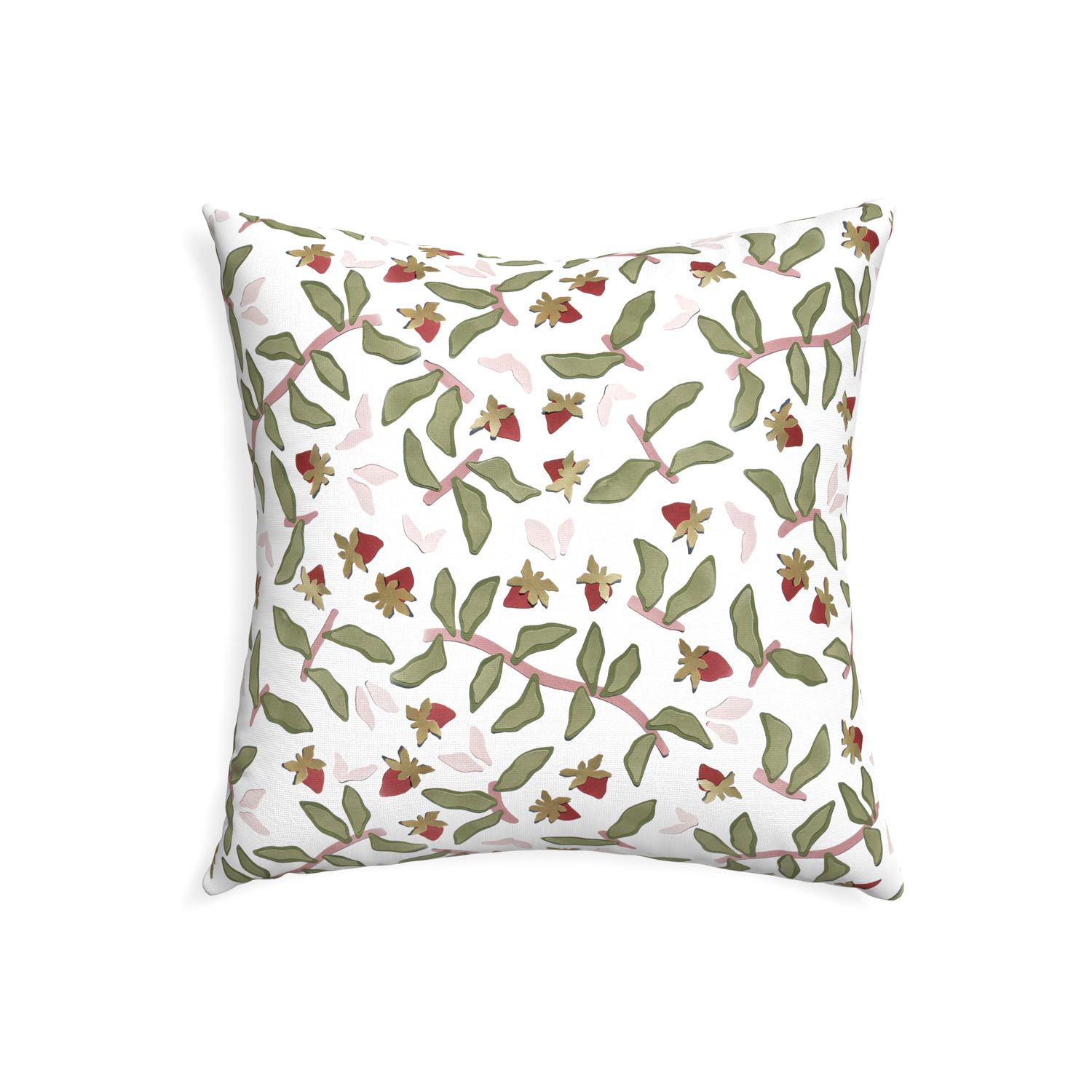 22-square nellie custom strawberry & botanicalpillow with none on white background