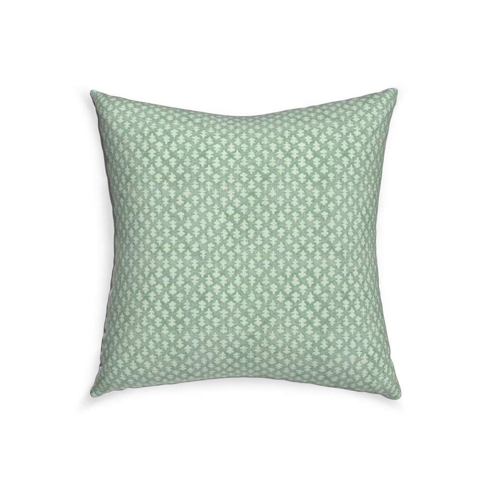 22-square quinn celadon custom pillow with n on white background
