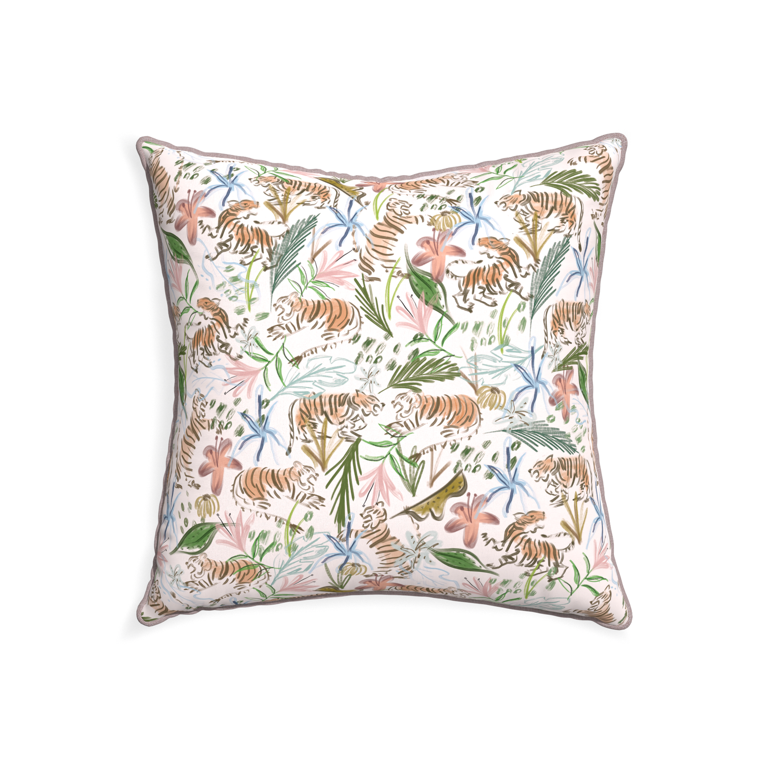 22-square frida pink custom pink chinoiserie tigerpillow with orchid piping on white background
