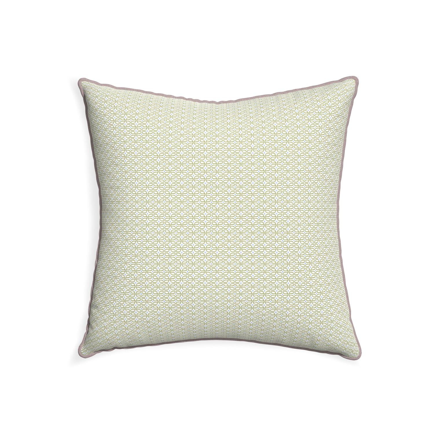 22-square loomi moss custom moss green geometricpillow with orchid piping on white background