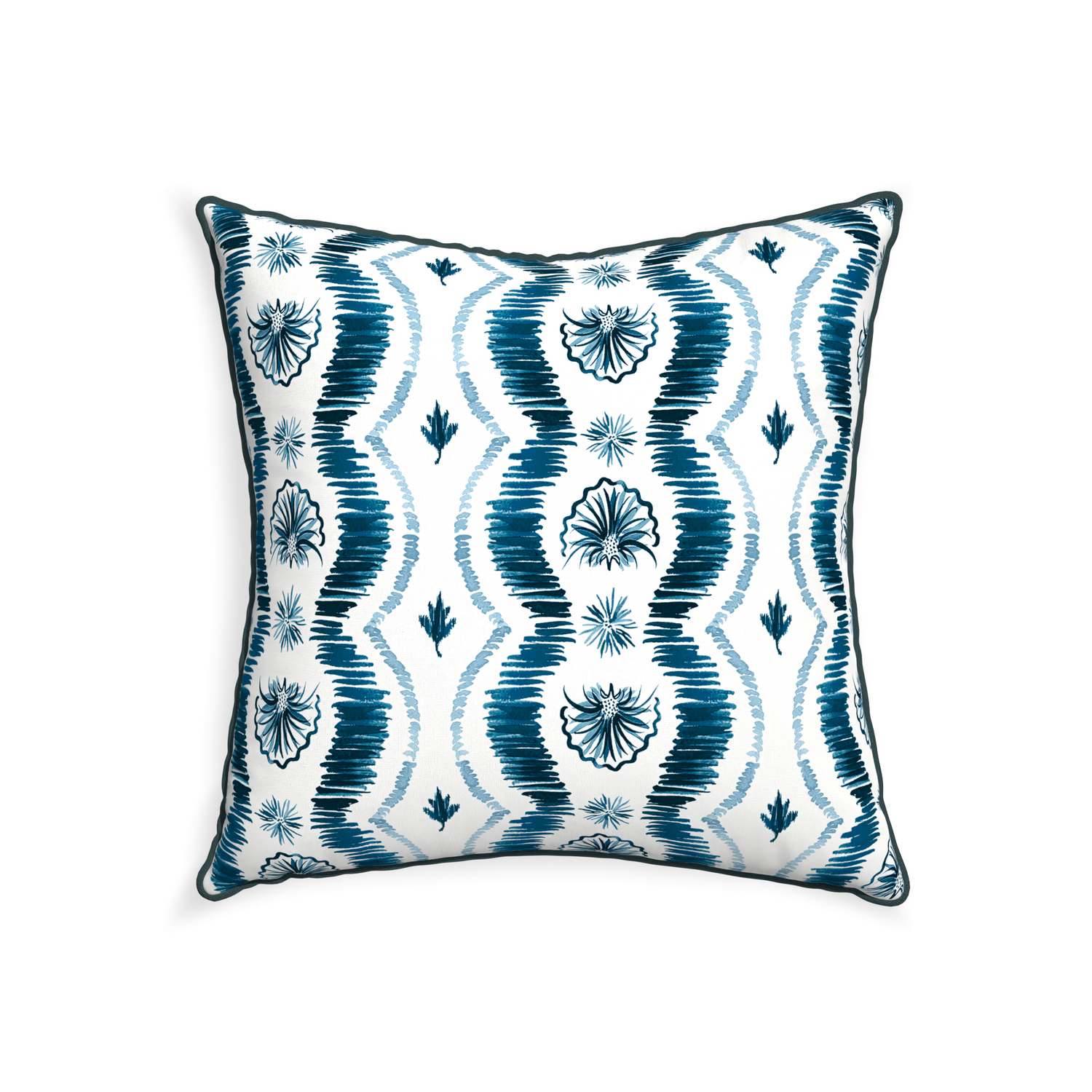 22-square alice custom blue ikatpillow with p piping on white background