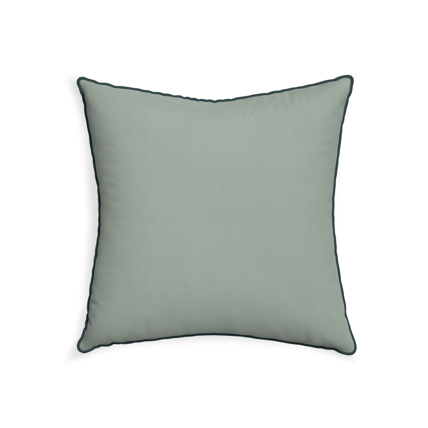 22-square sage custom sage green cottonpillow with p piping on white background