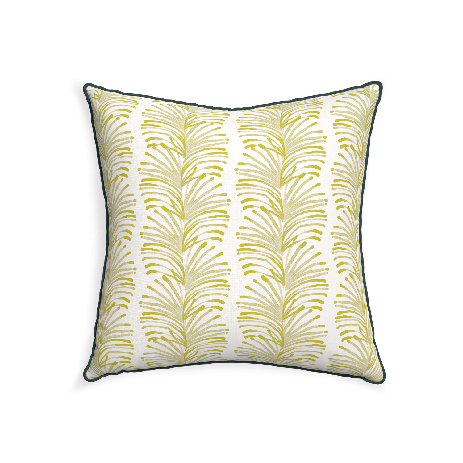22-square emma chartreuse custom yellow stripe chartreusepillow with p piping on white background