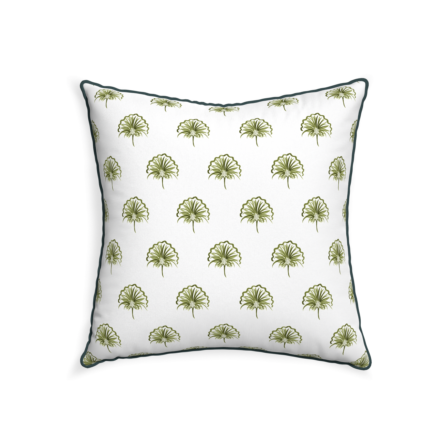 22-square penelope moss custom green floralpillow with p piping on white background