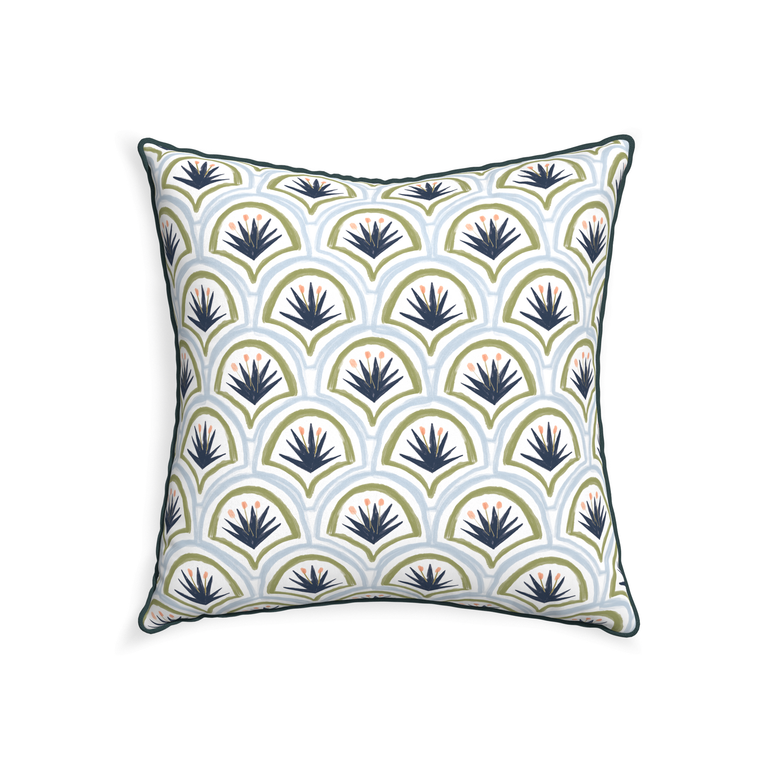 22-square thatcher midnight custom art deco palm patternpillow with p piping on white background