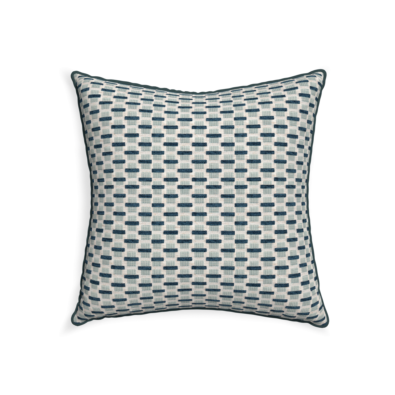 22-square willow amalfi custom blue geometric chenillepillow with p piping on white background