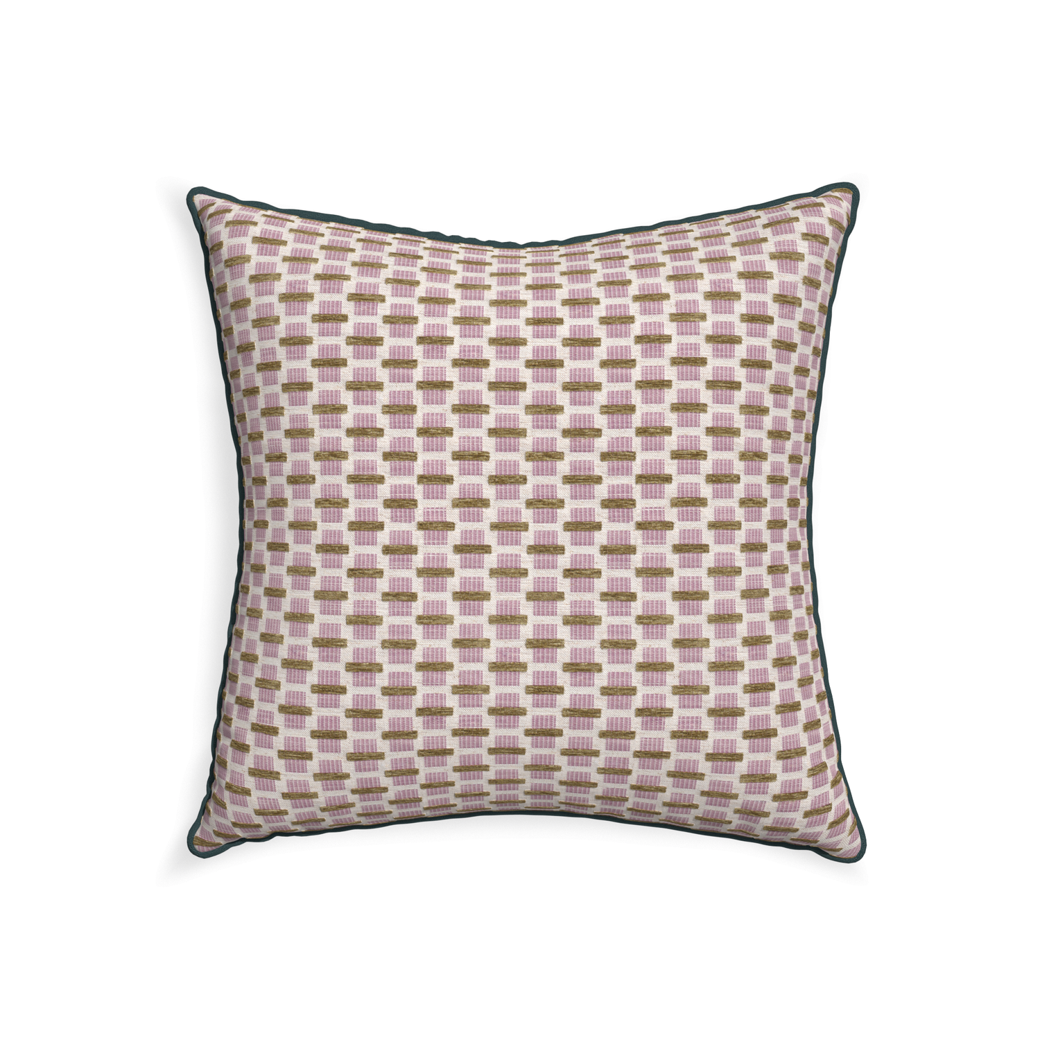 22-square willow orchid custom pink geometric chenillepillow with p piping on white background