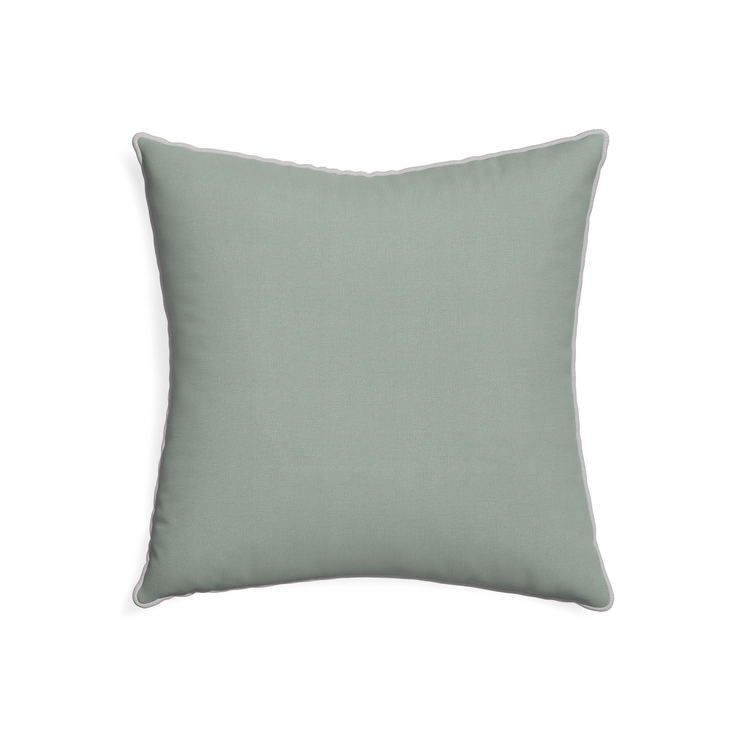 22-square sage custom sage green cottonpillow with pebble piping on white background