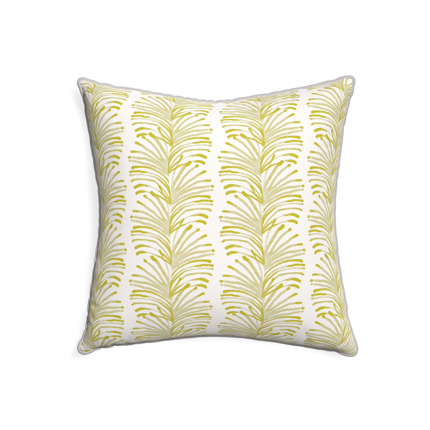 22-square emma chartreuse custom yellow stripe chartreusepillow with pebble piping on white background
