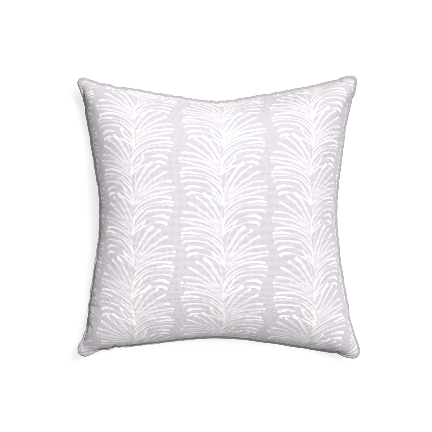 22-square emma lavender custom pillow with pebble piping on white background