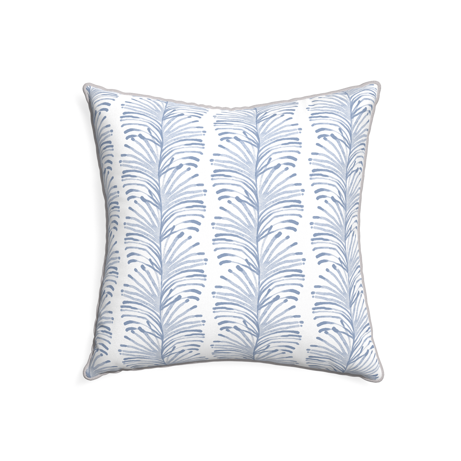 22-square emma sky custom pillow with pebble piping on white background