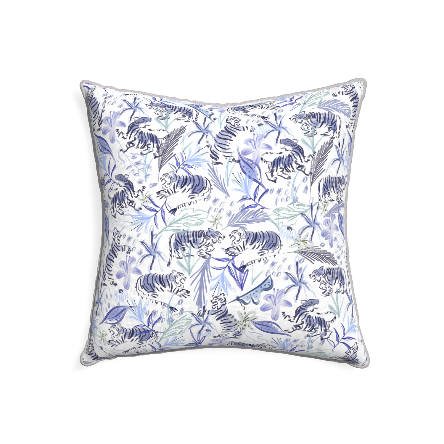 22-square frida blue custom blue with intricate tiger designpillow with pebble piping on white background