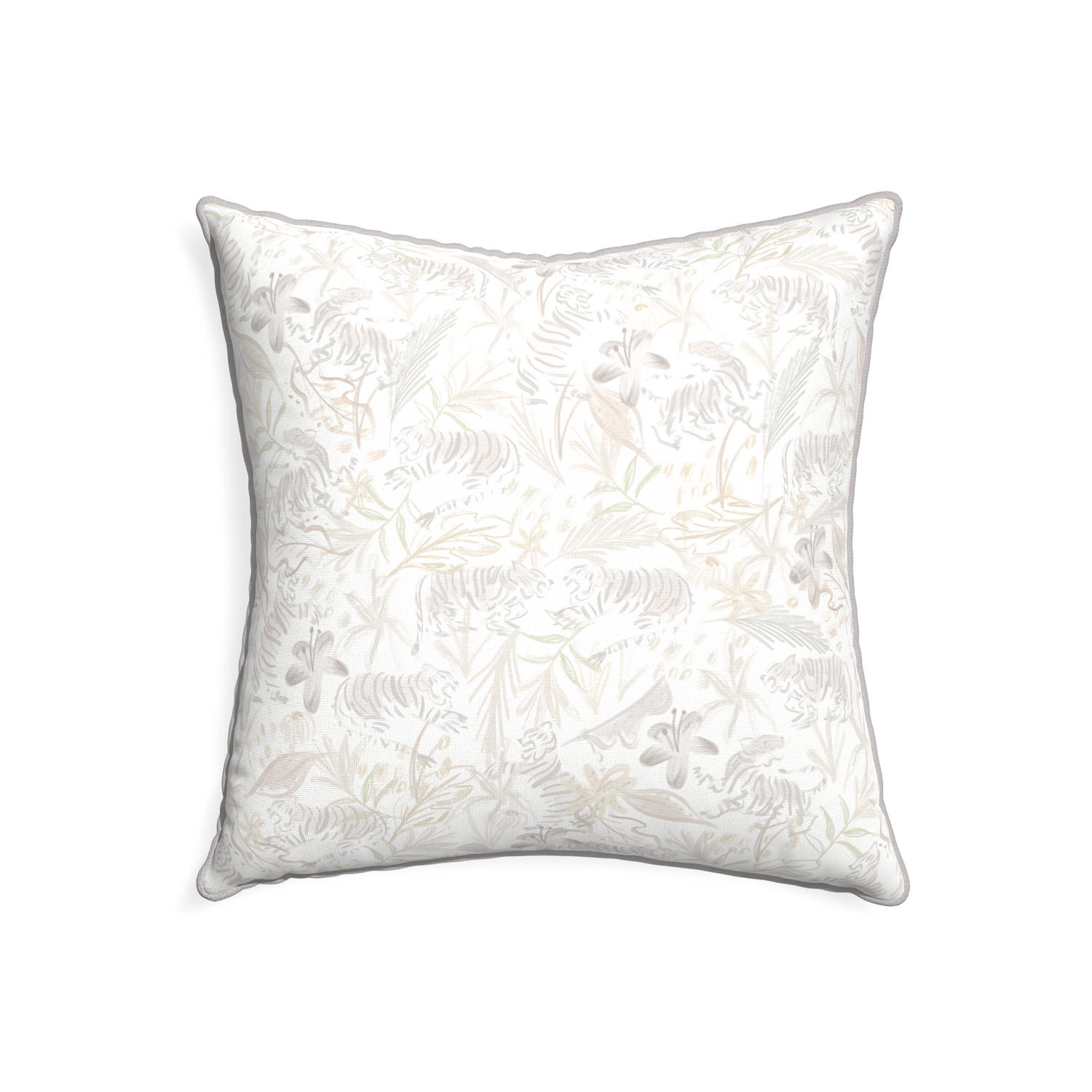 22-square frida sand custom pillow with pebble piping on white background