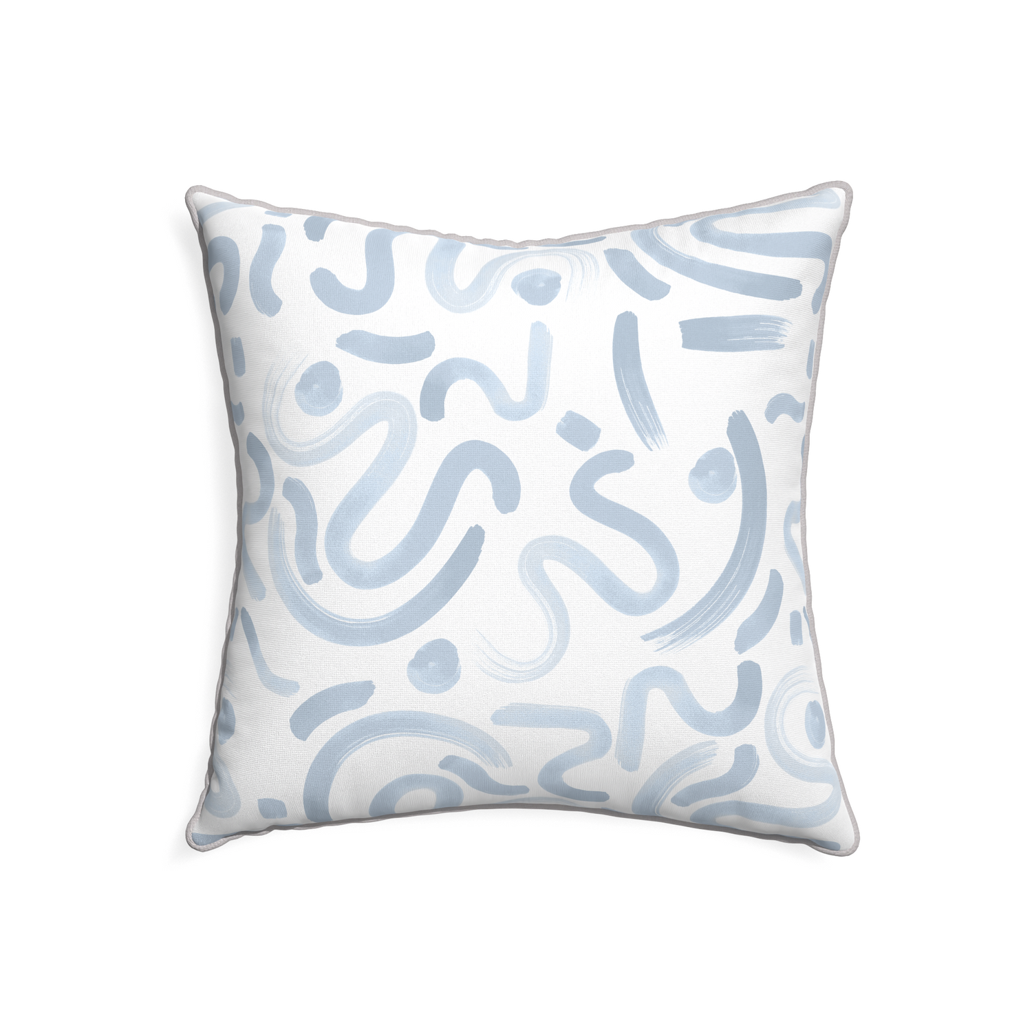 22-square hockney sky custom pillow with pebble piping on white background