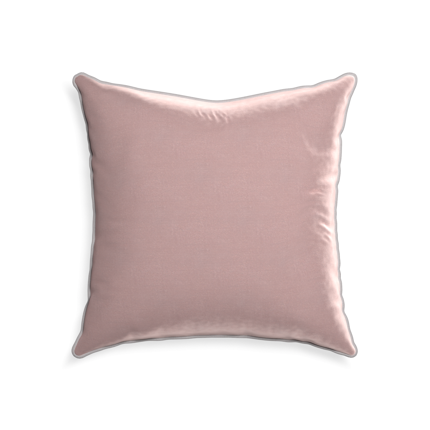 22-square mauve velvet custom pillow with pebble piping on white background