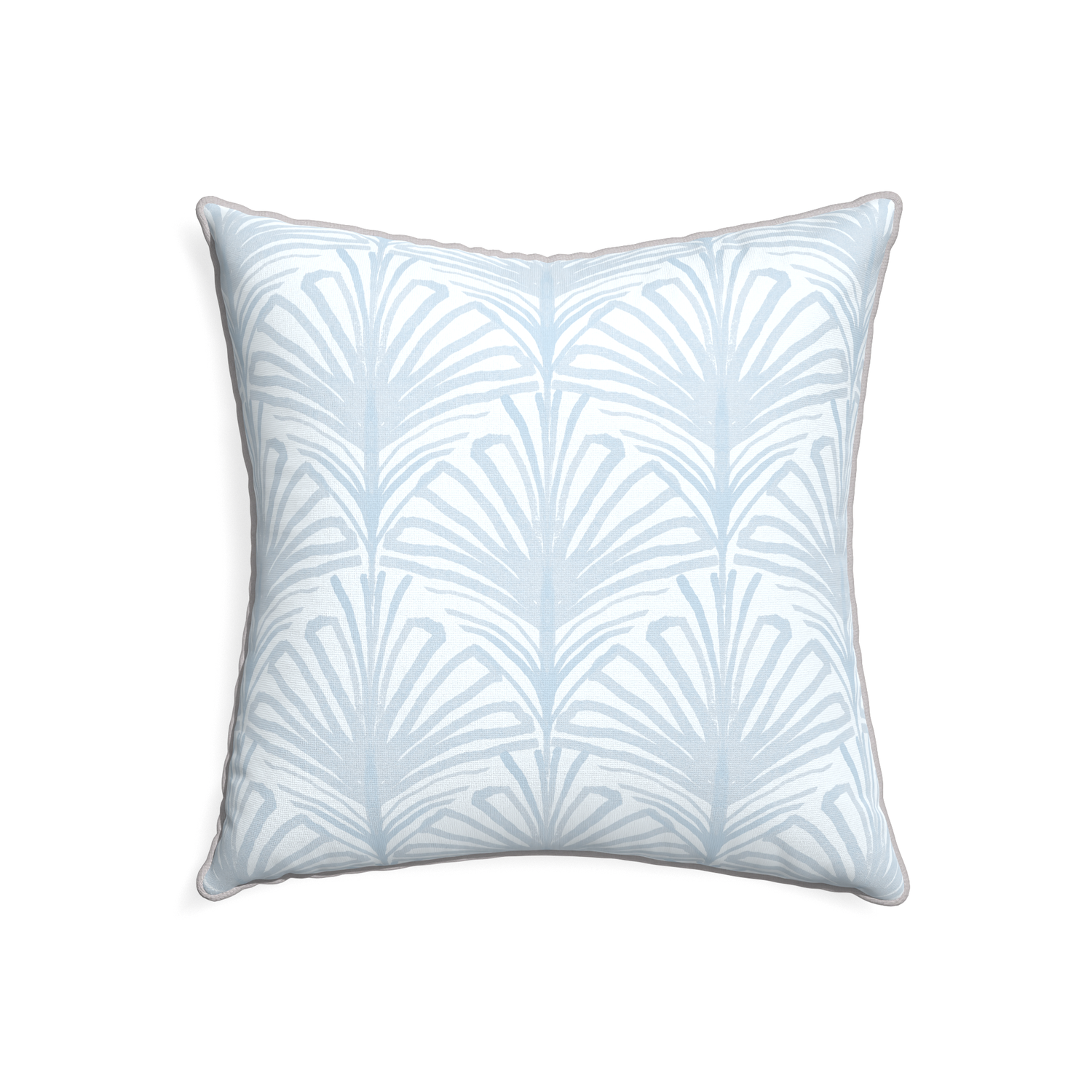 22-square suzy sky custom pillow with pebble piping on white background
