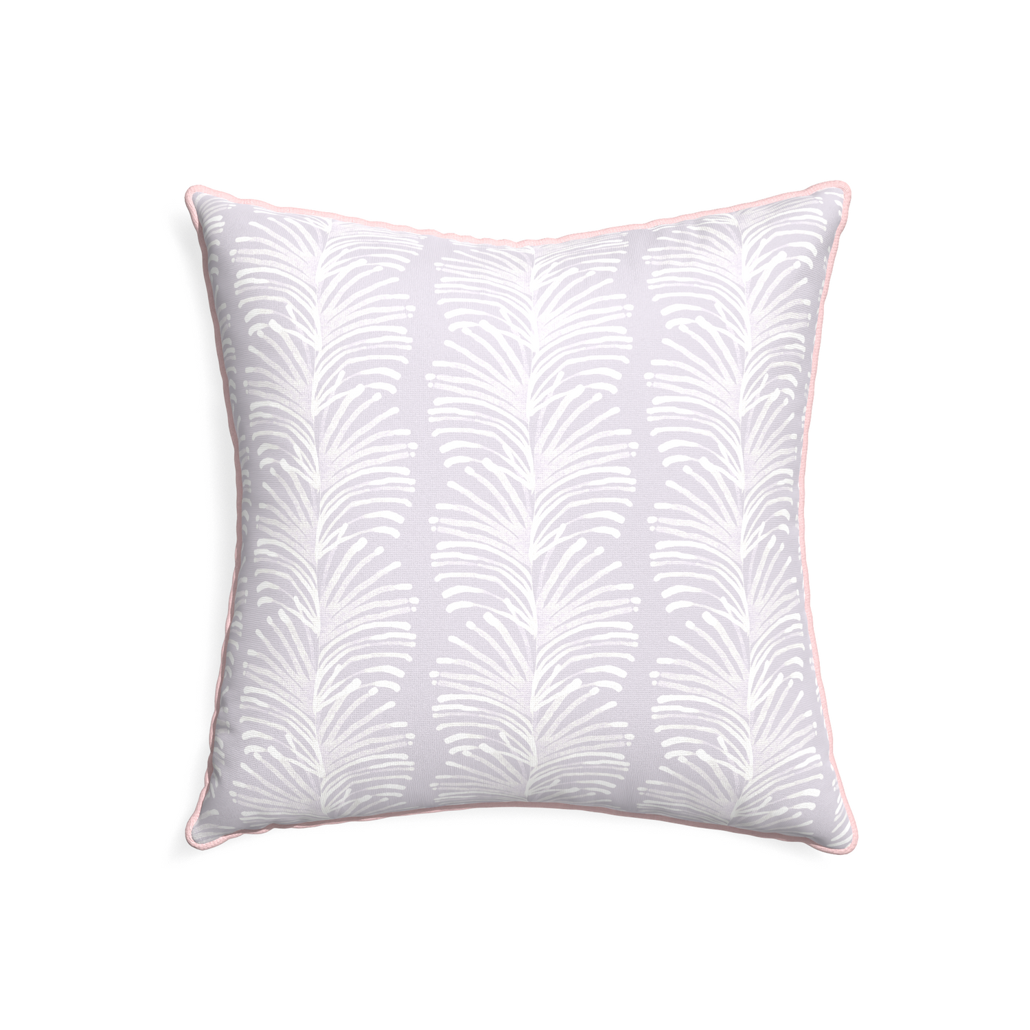 22-square emma lavender custom pillow with petal piping on white background