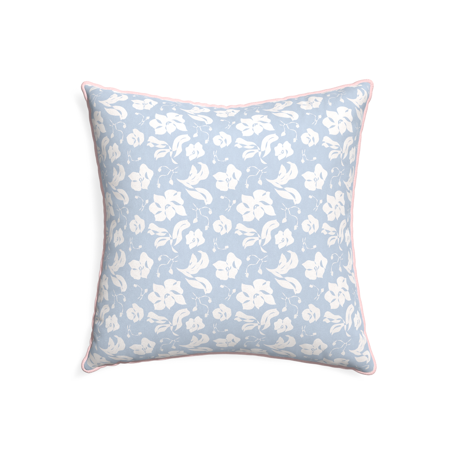 22-square georgia custom pillow with petal piping on white background